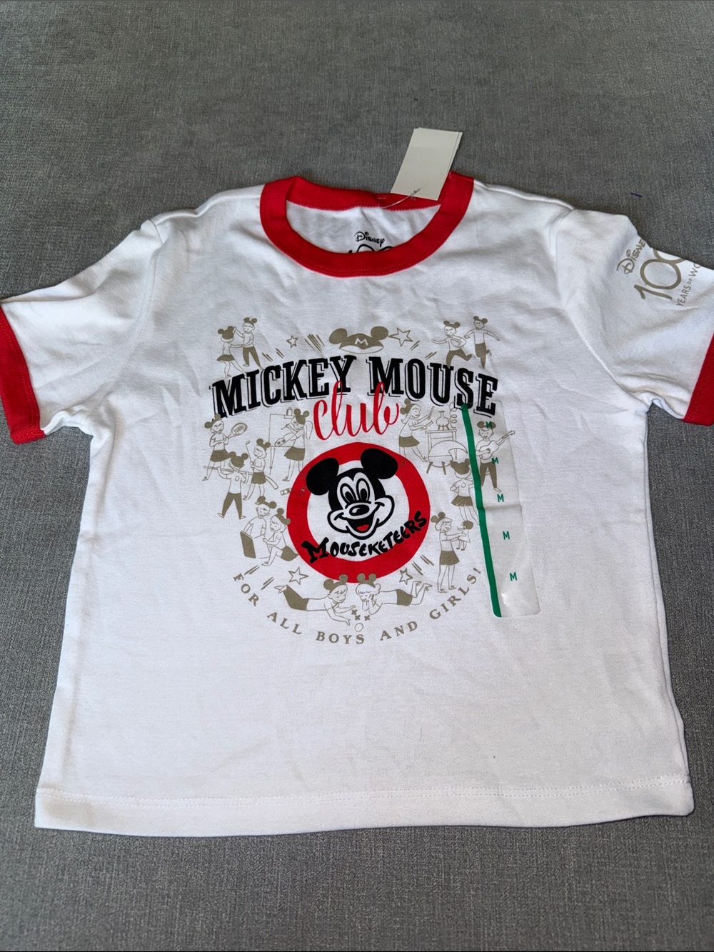Women’s Disney Mickey Mouse Club White & Red Cropped Graphic Tee